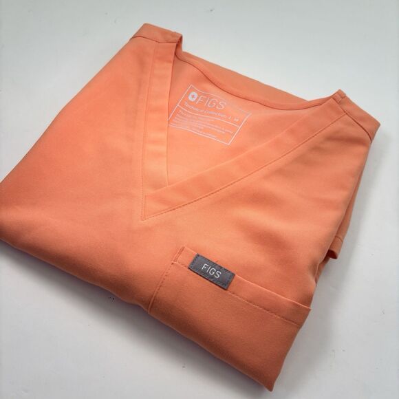Figs Scrub Top Catarina One Pocket Scrub Shirt Women's Med‎ - Papaya Orange - Picture 2 of 7